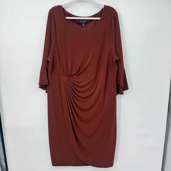 women Connected NWT Gathered Bell Sleeve Cinnamon Dress 22/3X