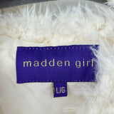 women Madden Girl Faux Sherpa Full Zip Cream Jacket L