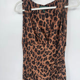 women Lauren Ralph Lauren Splice Front Ruched Leopard Print Brown Dress 8