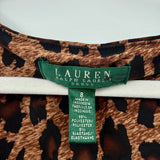 women Lauren Ralph Lauren Splice Front Ruched Leopard Print Brown Dress 8