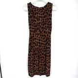 women Lauren Ralph Lauren Splice Front Ruched Leopard Print Brown Dress 8