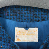 women Pendleton Vintage Cropped Wool Tweed Blue Jacket 14