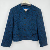 women Pendleton Vintage Cropped Wool Tweed Blue Jacket 14