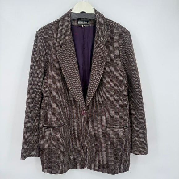 women George A Ltd. Vintage Wool Plaid Blazer Brown Jacket M