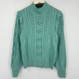 women Charter Club Cable Knit Aqua Sweater M