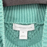 women Charter Club Cable Knit Aqua Sweater M
