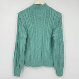 women Charter Club Cable Knit Aqua Sweater M