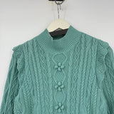 women Charter Club Cable Knit Aqua Sweater M