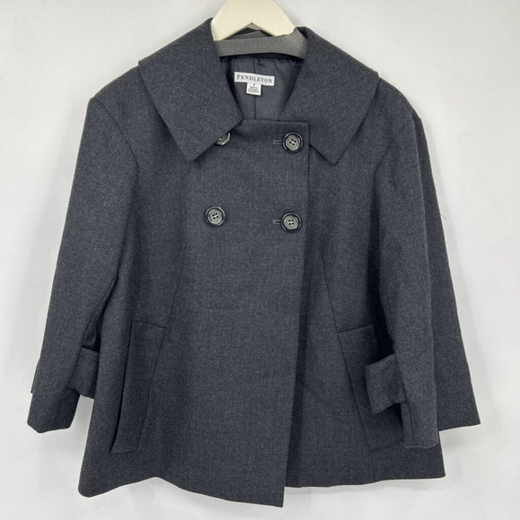 women Pendleton Wool Double Breasted Swing - See matching skirt Gray Jacket 8