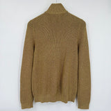 women Lauren Active Vintage 90s Zip Metallic Cardigan Gold & Brown Sweater XL