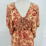 women Z&L NWT Boho Print Maxi Peach & Red Dress M