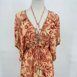 women Z&L NWT Boho Print Maxi Peach & Red Dress M