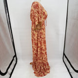 women Z&L NWT Boho Print Maxi Peach & Red Dress M