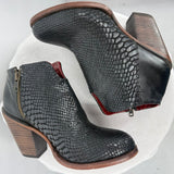 women Free Bird Snake Print Leather Ankle Boot Black Shoes 7