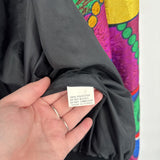 women Picasso Vintage 80s Satin Bomber Magenta Multi Jacket L