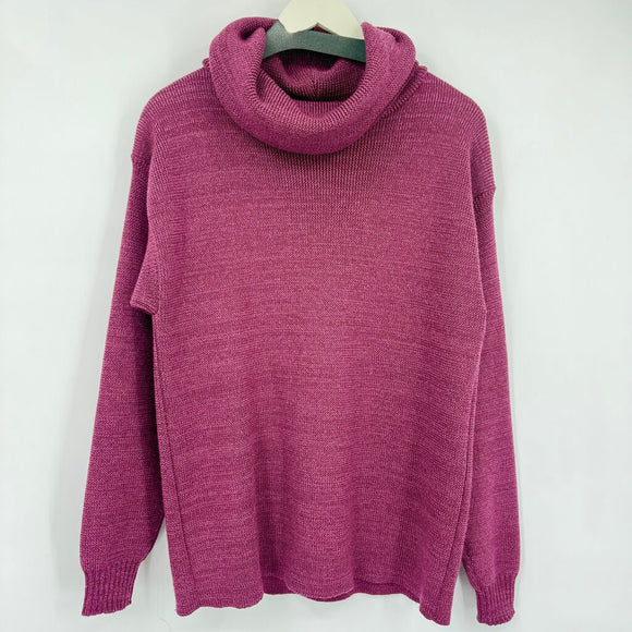 women Pollan Wool Cowl Neck MSRP $240 Berry Pink Sweater L