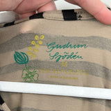 women Gudrun Sjoden Striped Lyocell Half Sleeve Tan Black Dress M