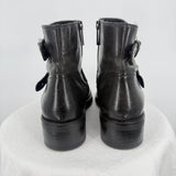 women Aquatalia Like New Leather Moto Ankle Boots Black Shoes 8.5