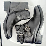 women Aquatalia Like New Leather Moto Ankle Boots Black Shoes 8.5