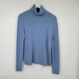 women Lauren Ralph Lauren Cashmere Cable Knit Turtleneck Light Blue Sweater S
