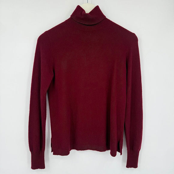 women J. Crew Cashmere Turtleneck Burgundy Sweater S