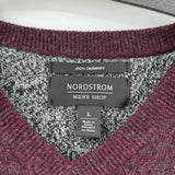men Nordstrom Cashmere V-Neck Maroon Gray Sweater L