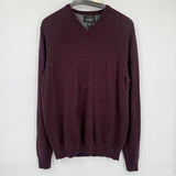 men Nordstrom Cashmere V-Neck Maroon Gray Sweater L