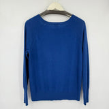 women Halogen Cashmere Crew Neck Cobalt Blue Sweater L