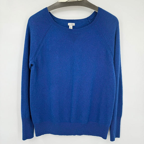 women Halogen Cashmere Crew Neck Cobalt Blue Sweater L