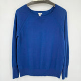 women Halogen Cashmere Crew Neck Cobalt Blue Sweater L