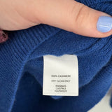 women Halogen Cashmere Crew Neck Cobalt Blue Sweater L