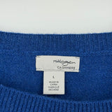 women Halogen Cashmere Crew Neck Cobalt Blue Sweater L