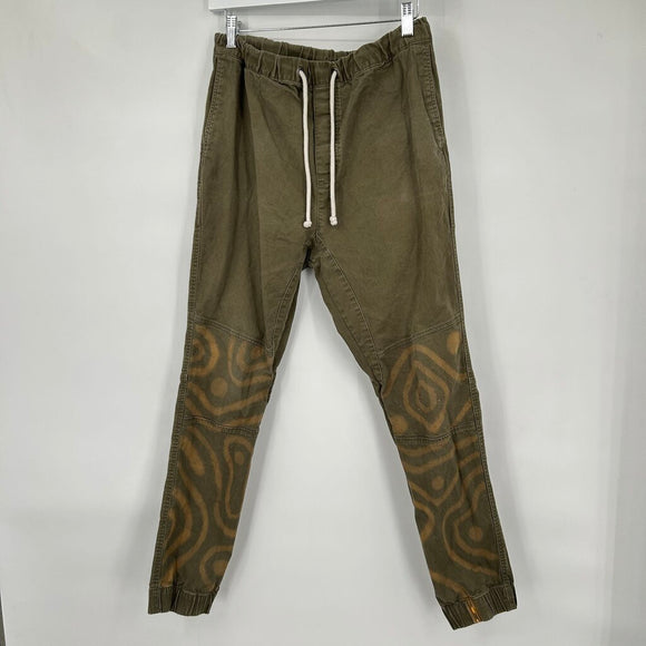men H&M Hand Bleached Joggers Olive Green Pants 30