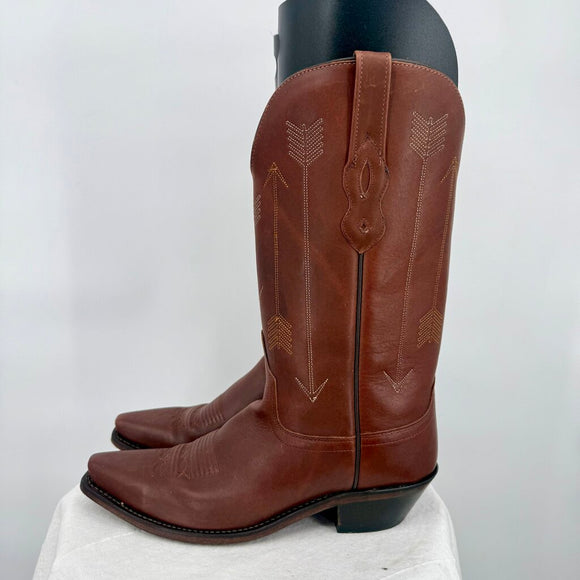 women Old West Like New 12in Leather Cowboy Boots Brown Shoes 9.5
