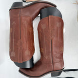 women Old West Like New 12in Leather Cowboy Boots Brown Shoes 9.5