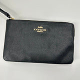 women Coach Corner Zip Wristlet Black Purse 7.5"x4.5"