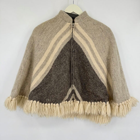women Sheepa Icelandic Wool Poncho/Capelet AS IS Natural Cream/Gray Sweater S
