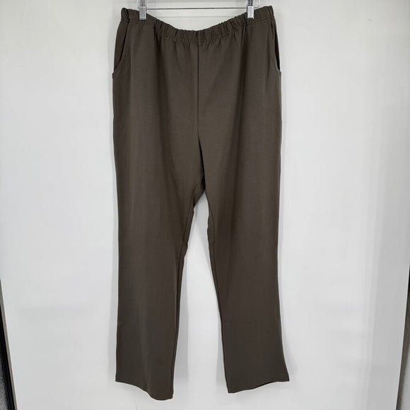 women L.L. Bean NWT Wide Leg Knit Dark Taupe Pants XL