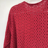 women Cut Loose Eyelet Linen Dark Red Woven Top M
