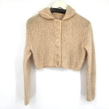 women Vintage Cropped Cardigan Tan Sweater M