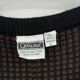 women Catalina NWT Vintage Plaid Cardigan Black & Brown Sweater L