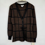 women Catalina NWT Vintage Plaid Cardigan Black & Brown Sweater L