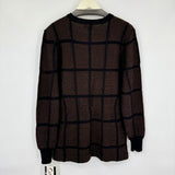 women Catalina NWT Vintage Plaid Cardigan Black & Brown Sweater L