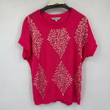 women Davi & Dani Argyle Sequins Hot Pink Sweater M