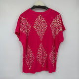 women Davi & Dani Argyle Sequins Hot Pink Sweater M
