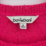 women Davi & Dani Argyle Sequins Hot Pink Sweater M
