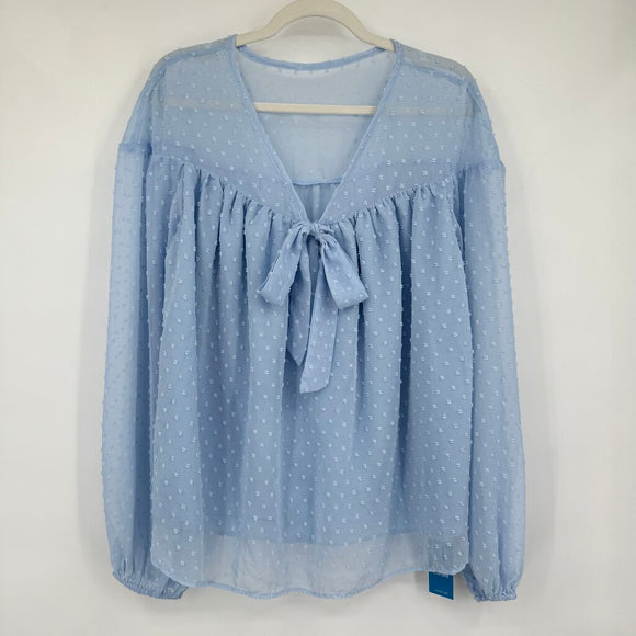 women Cupshe NWT Swiss Dot Pale Blue Woven Top XL