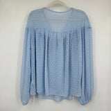 women Cupshe NWT Swiss Dot Pale Blue Woven Top XL