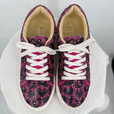 women Betsey Johnson Rhinestone Leopard Print Sneakers Pink Shoes 7.5