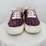 women Betsey Johnson Rhinestone Leopard Print Sneakers Pink Shoes 7.5